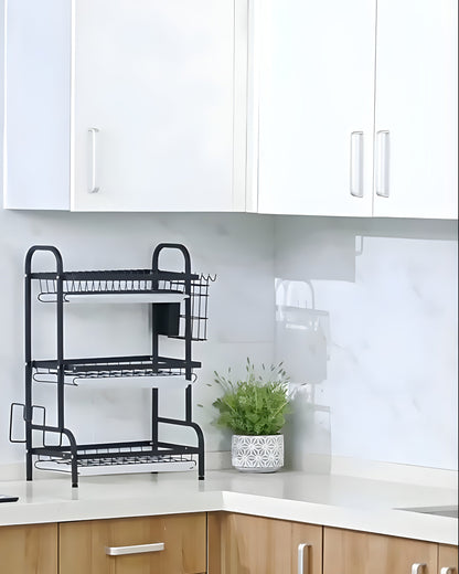 3-Layer Dish Rack with  Drain Trays