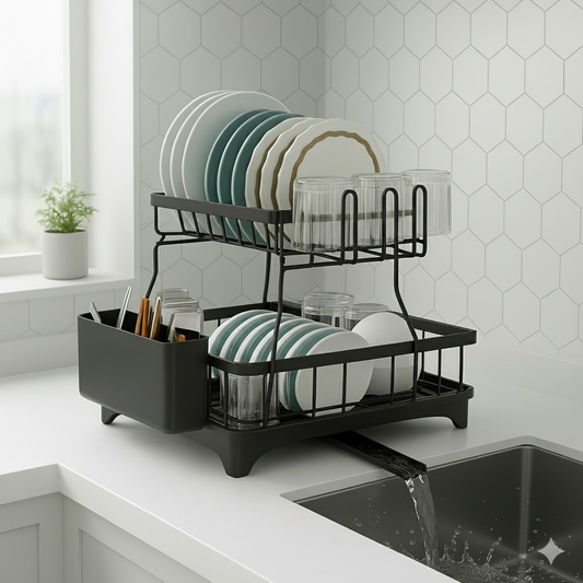 Dish Drying Rack | Dish Rack with Water Drainage Spout